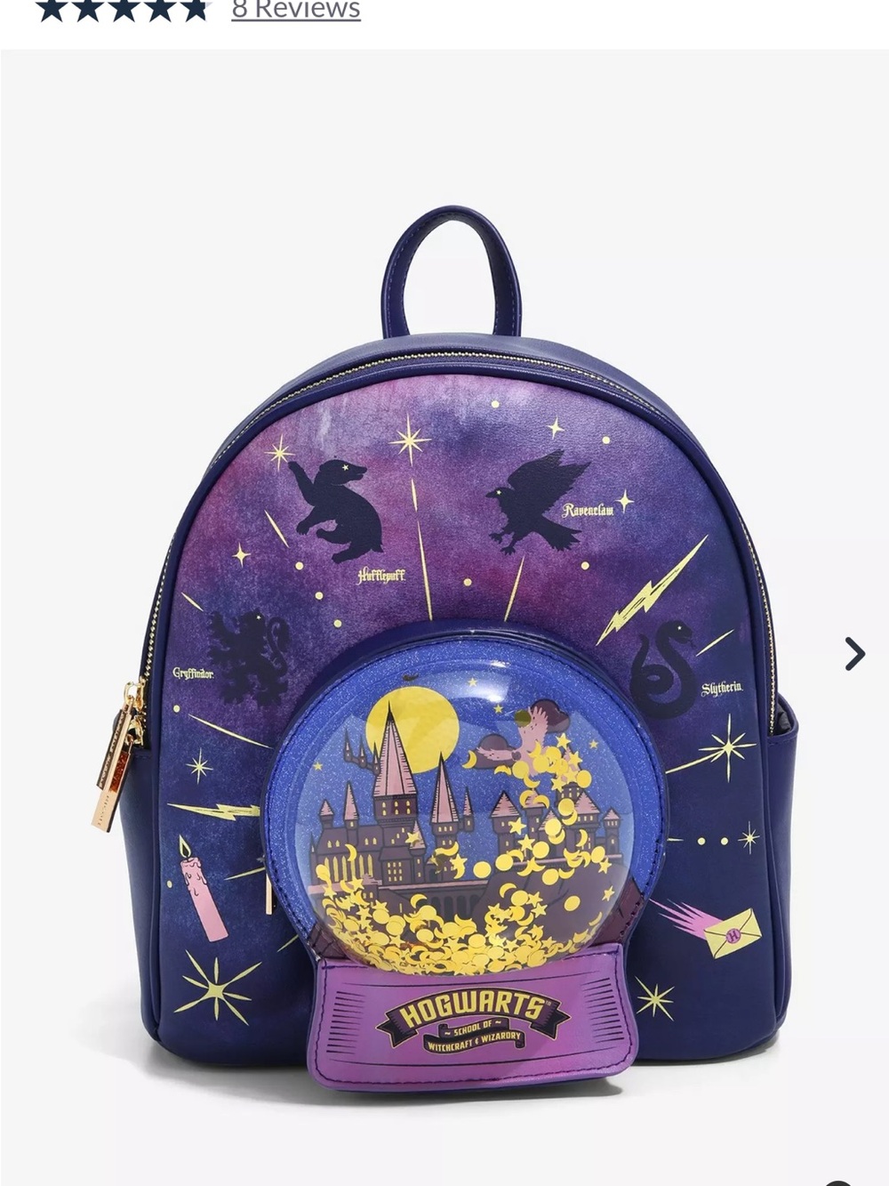 Box lunch Purple Hogwarts Snowglobe Mini Backpack with Gold Accents. NWOT